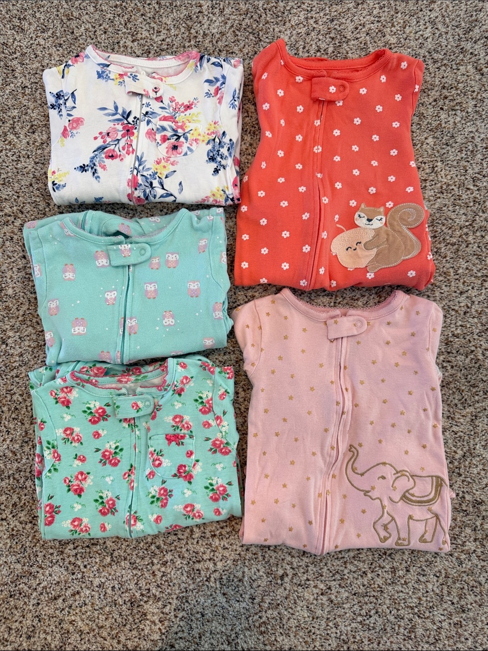 Kids Floral & Animal Print Soft Cotton Pajama Set - Pink, Coral, Mint, White